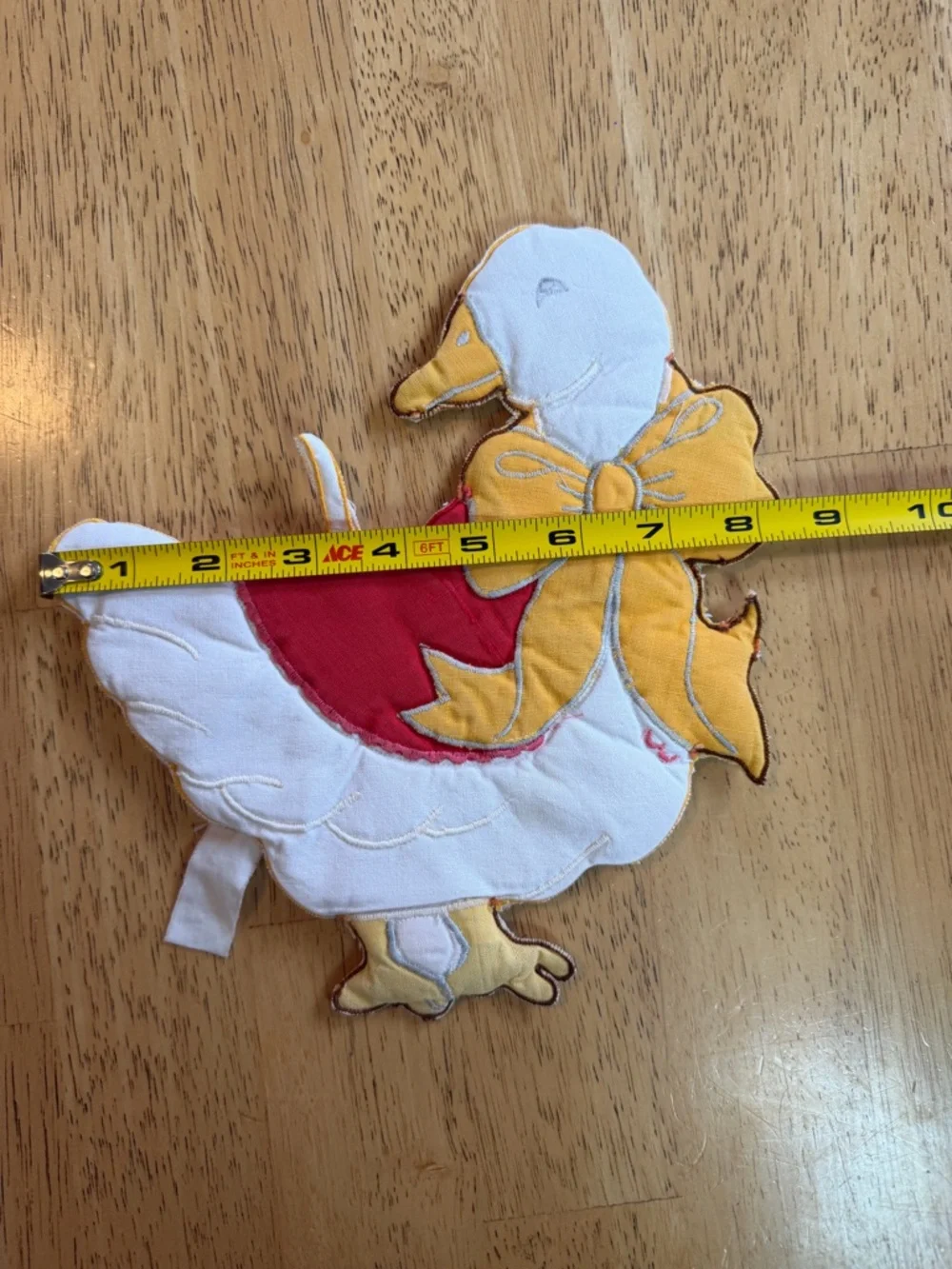 Vintage Duck Potholder Applique Quilted Cottagecore Kitchen Decor 9x8.5”